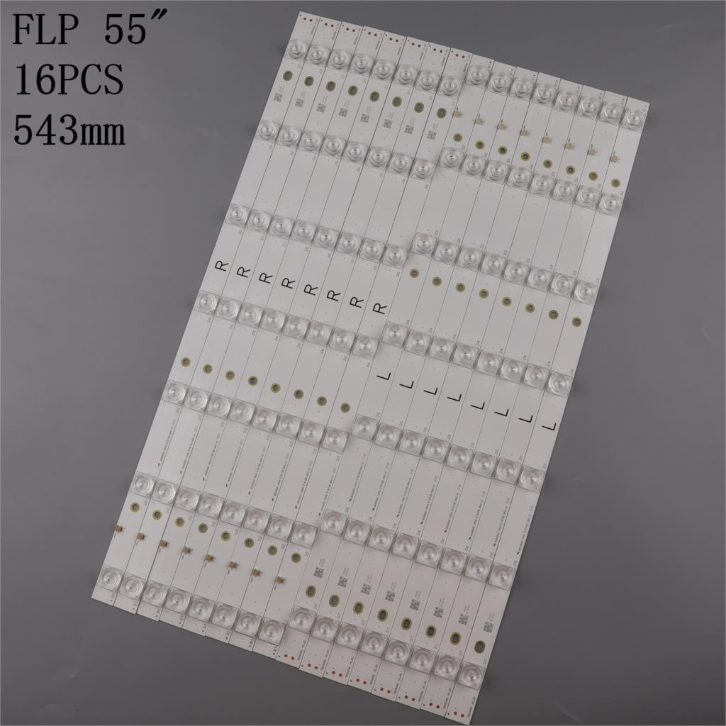 Bande de rétroéclairage LED pour Panasonic, 16 pièces, TX-55DX600E, TX-55DX650B, TX-55AX630B, TX-55AX630E, TX-55DX600B, 550TV01, 550TV02, V4
