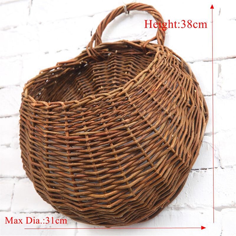 Natuurlijke rieten bloemenmand pot plantenbak rotan vaas mand voedselopslagcontainer huis tuin wanddecoratie