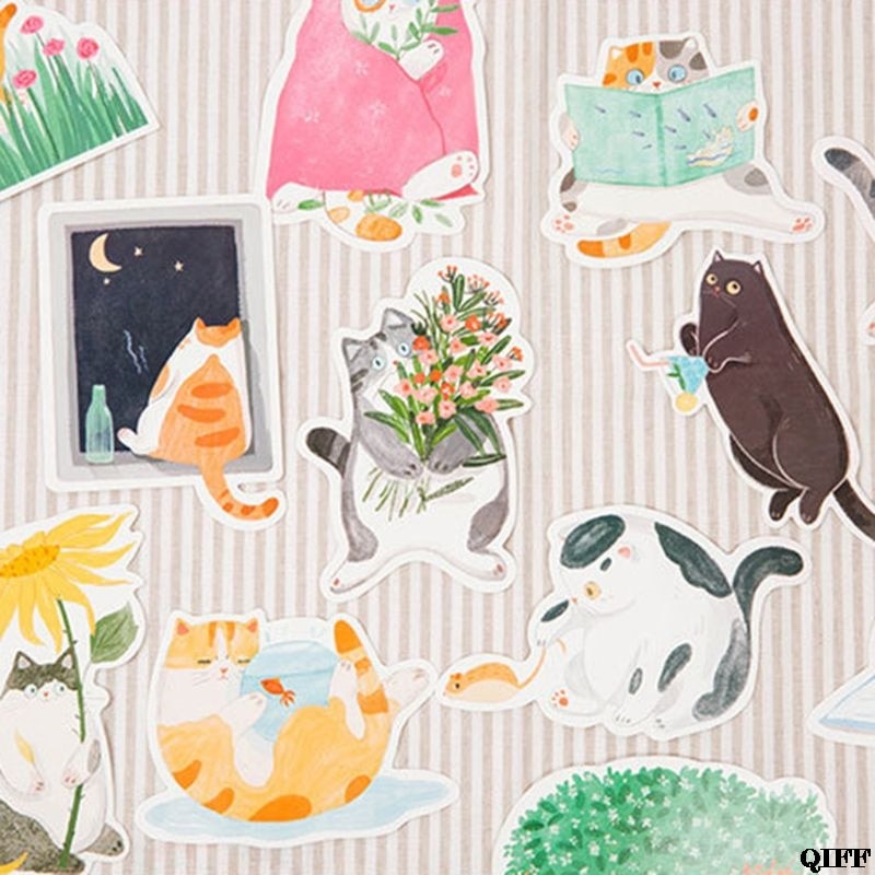 Postcard Hand-Painted Cat Shape Cat Hand-Painted Graffiti Style Small Fresh Cute Animal Shaped Card June 4