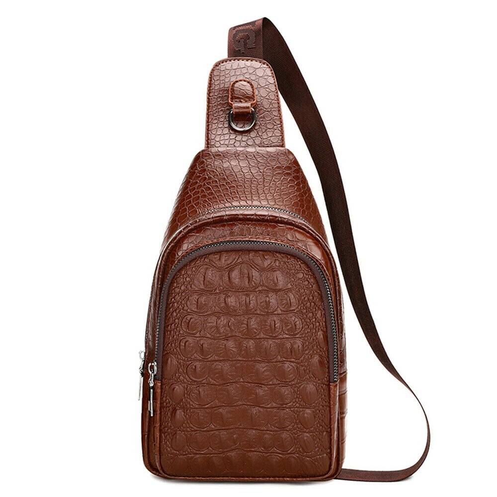 Mannen Vintage Pu Lederen Persoonlijkheid Krokodil Reizen Schouder Veelzijdige Ademend Comfortabele Schoudertas Messenger: 3