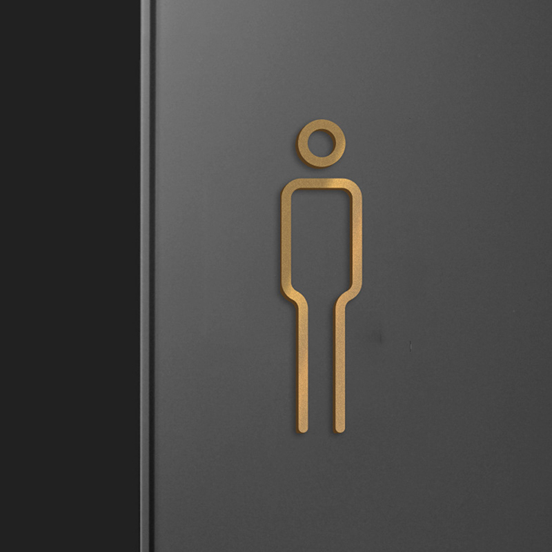 Black Gold Color Toilet Sign Plate Brass Wash Room Door Wall Label Sticker Wc Holder Signage Board