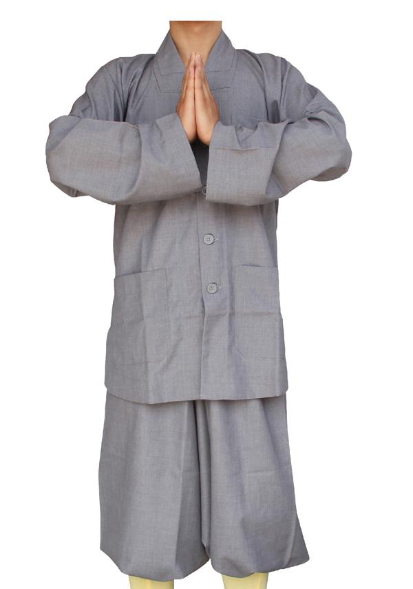 Unisex buddhistiske munke kostume shaolin tempel tøj kåbe zen tøj buddhisme meditation lohan tøj læg munke kostume: Grå / S