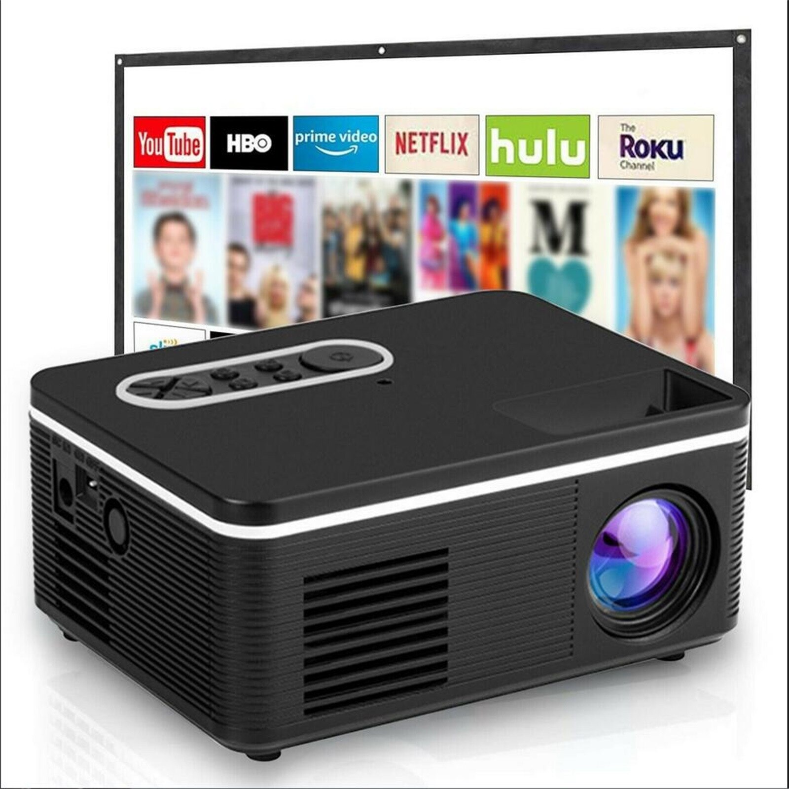 30000 hrs 1080P HD LED Portable Projector 320x240 Resolution Multimedia Home Cinema Movie Beamer Video Theater US Standard