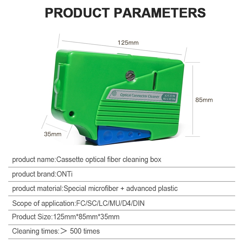 ONTi Fiber End Face Cleaning Box Fiber Wiping Tool Pigtail Cleaner Cassette Ftth Optic Fiber Cleaner Tools for SC/ST/FC