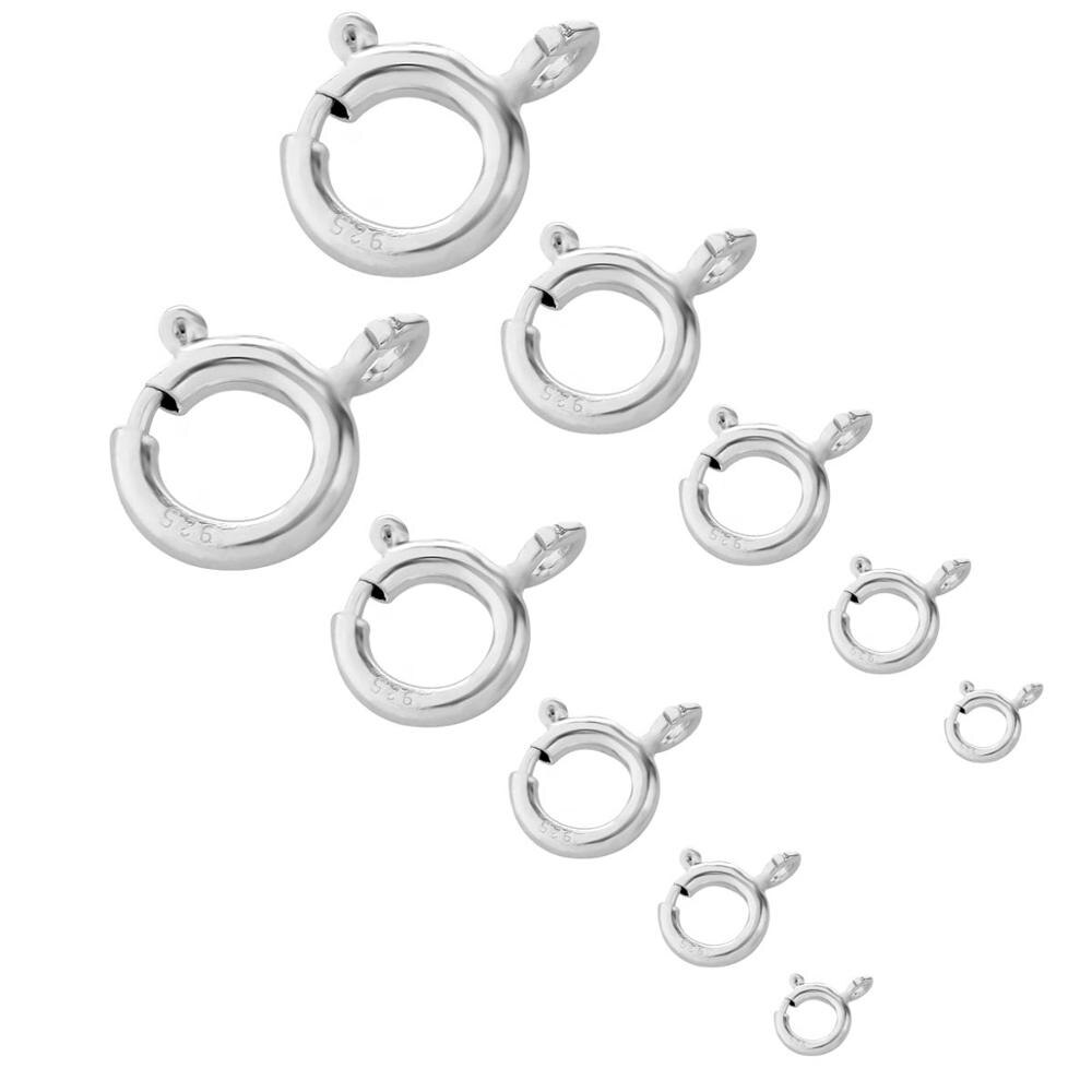 5Pcs S925 Sterling Silver Spring Ring Sluiting Met Open Jump Ring Sieraden Sluiting Voor Ketting Armband Connectors