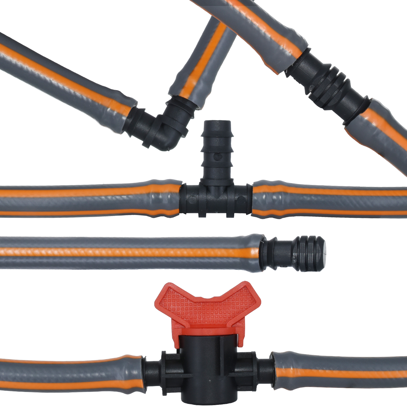 30-40X Drip Irrigation Barbed Fitting Connector Adaptor Coupling Line End Elbow KIT 16mm for 1/2" PE Tubing Hose Watering Garden