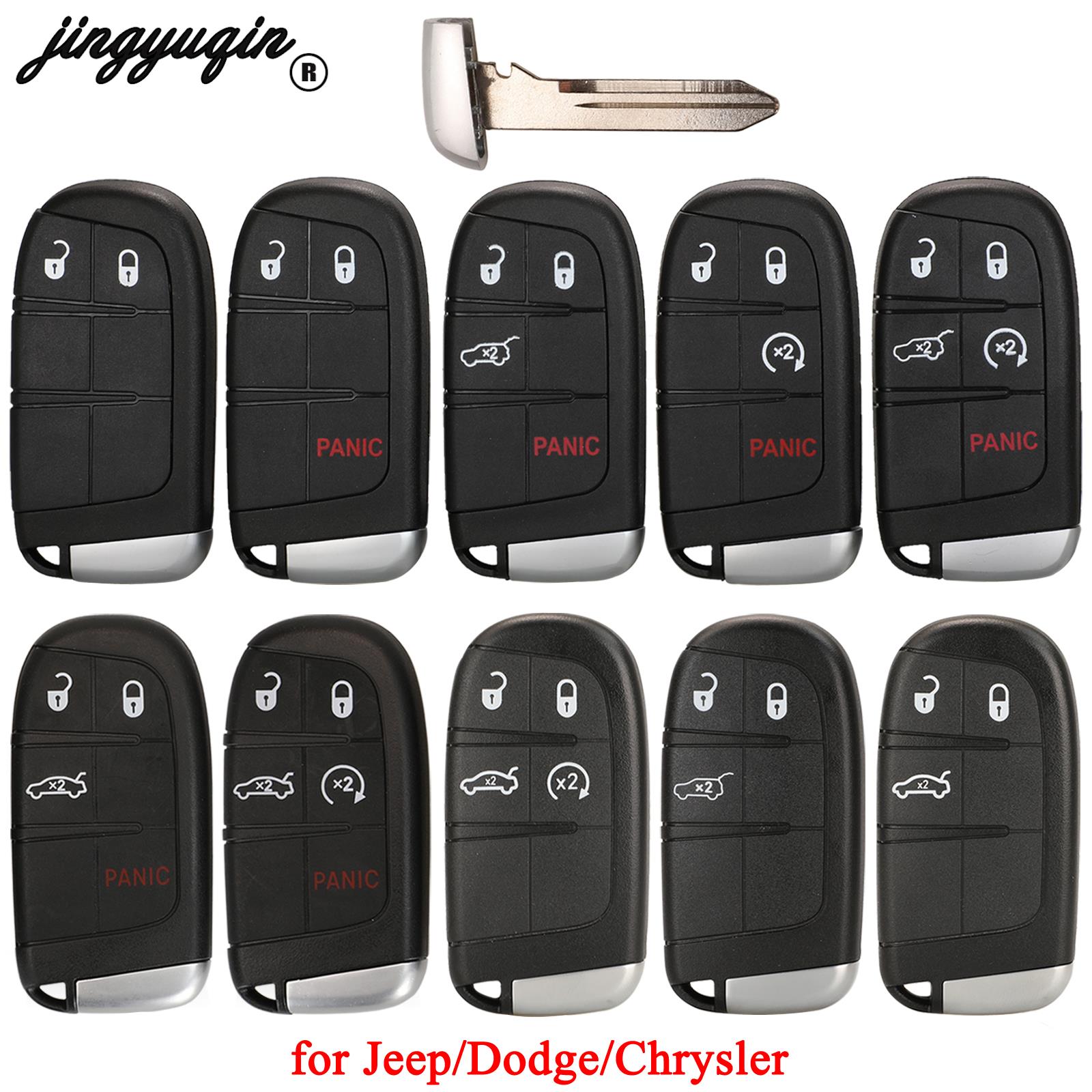 Jingyuqin para Jeep Grand Cherokee Dodge Ram 1500 cargador de viaje Dardo Challenger Durango Chrysler 300 carcasa de llave remota 2/3/4/5BT