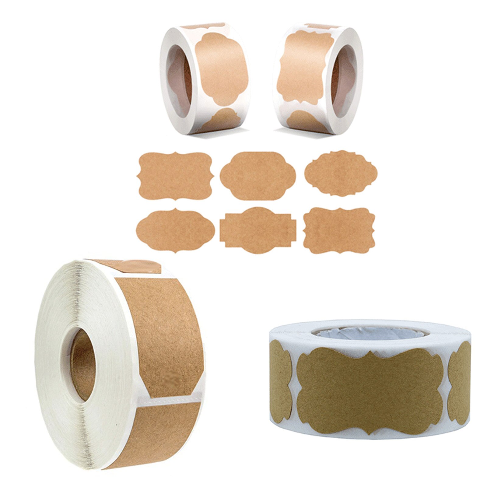 600pcs Kraft Paper Labels Stickers Envelope Seal Classification Label for Kitchen Containers Baking Christmas Wedding Bags