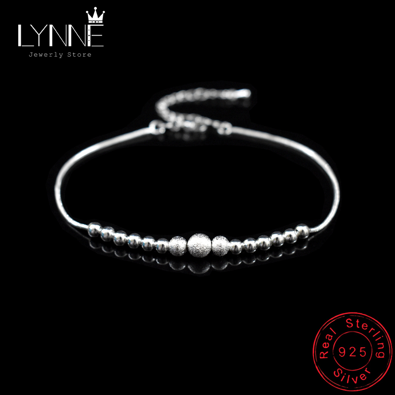 Round Ball Beaded Anklet Foot Chain 925 Sterling Silver Frosted Beads Charm Anklets Bracelets For Women Jewelry