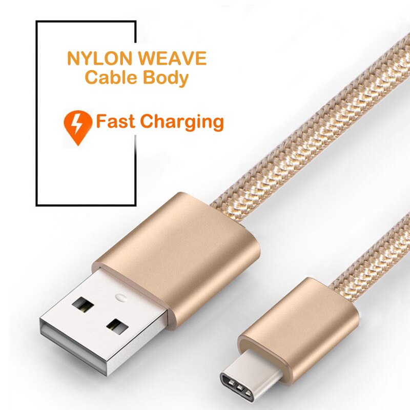 GuSuo Nylon Braided Type-C USB3.1 Data Cable Micro USB Cable for Fast Charging Data Sync Extended Wire 1 Meter 3 Colors