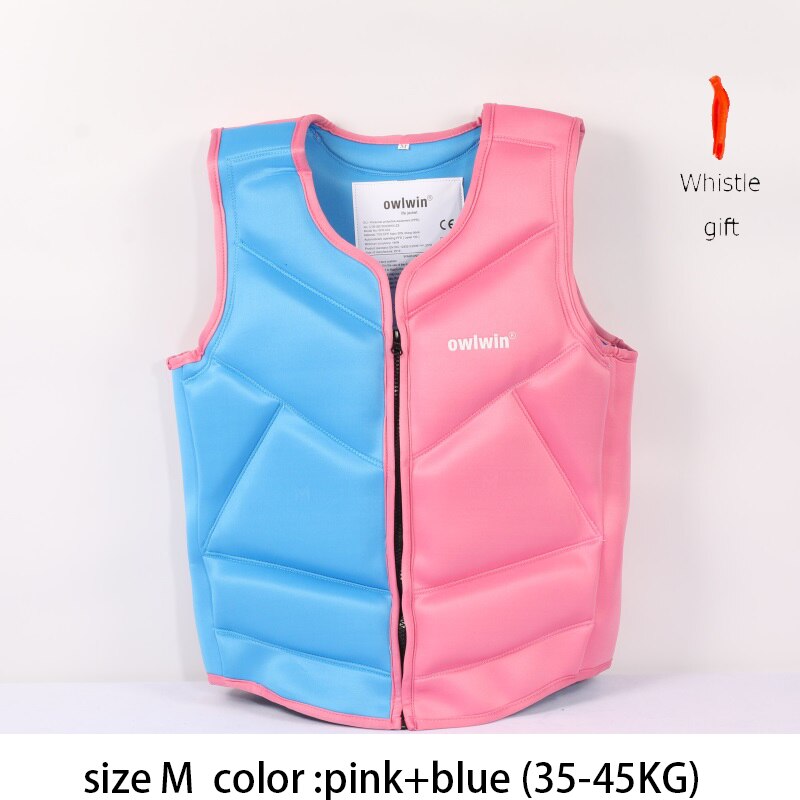 owlwin life jacket the fishing vest water jacket sports adult children life vest clothes swim skating ski rescue boats drifting: pink blue (M )