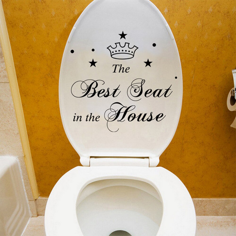 The Throne Crown Toilet Wall Stickers Funny Black Toilet Seat Decal Removable DIY Toilet Background Mural Bathroom Home Decor: B