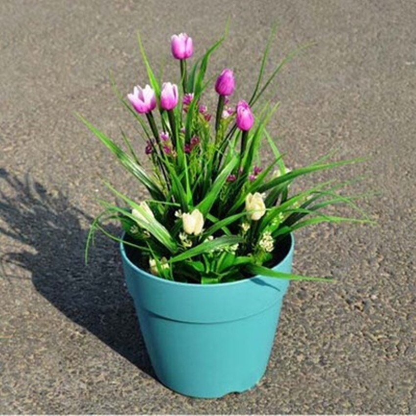 Pot de fleurs rond en résine plastique, 1 pièce, jardinière succulente, décor de jardin extérieur de maison avec plateau, plantes de jardin