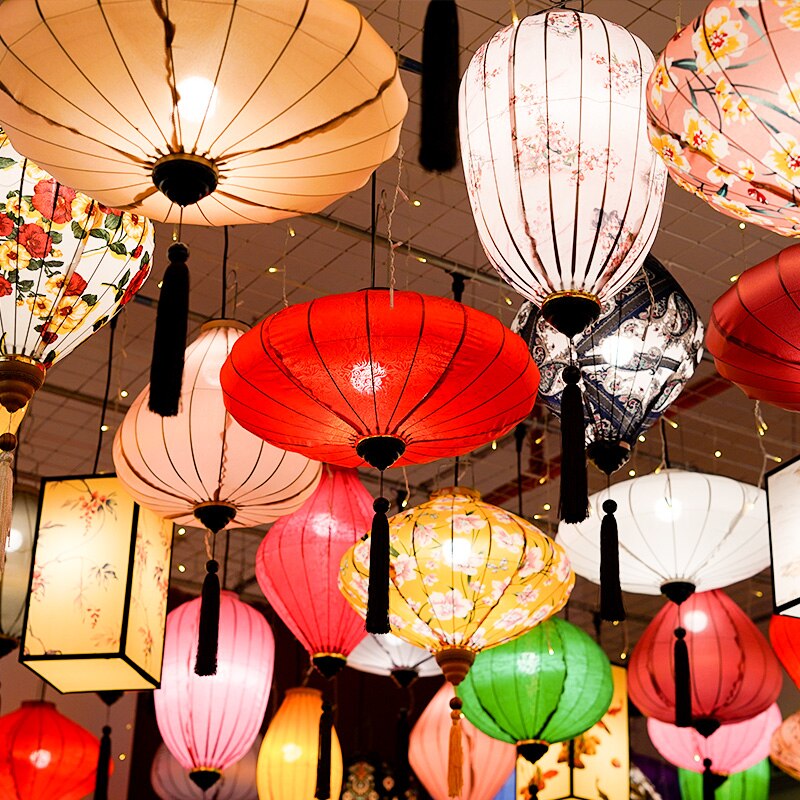 12/14inch Chinese Traditional Silk Lanterns Japan Waterproof Retro Style Scenic Spots Ancient Town Decor Palace Lantern