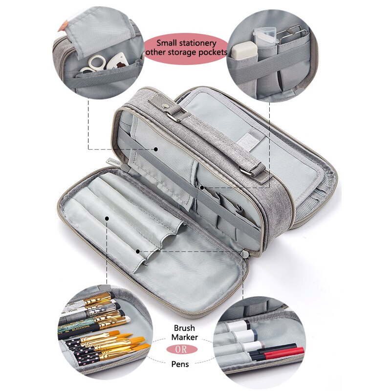 Schule Bleistift Fall für Kinder Große Leinwand Bleistifte Tasche Nette Nette Bleistift Box Doppel Layered Pencilcase Tasche Schule Student Lieferungen
