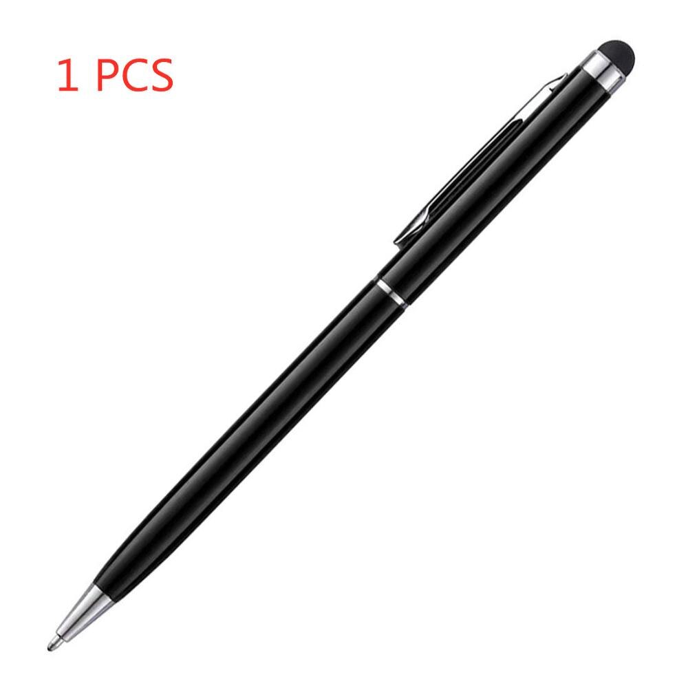 12 couleurs 1 pièces 5 pc/10 pièces 2 en 1 stylo à bille écran tactile stylet utile 2 en 1 tablette stylo pour Pad téléphone intelligent: Black-1pcs