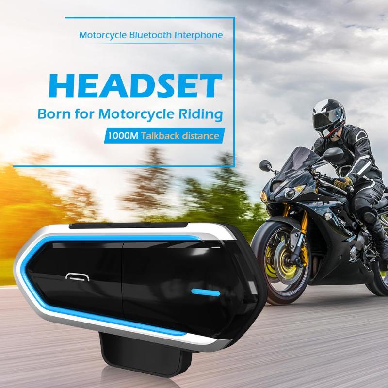 Motorcycle Helmet Bluetooth Headset Intercom Waterproof Handsfree 1km Intercomunicador Call Music FM Radio QTB35 Interphone