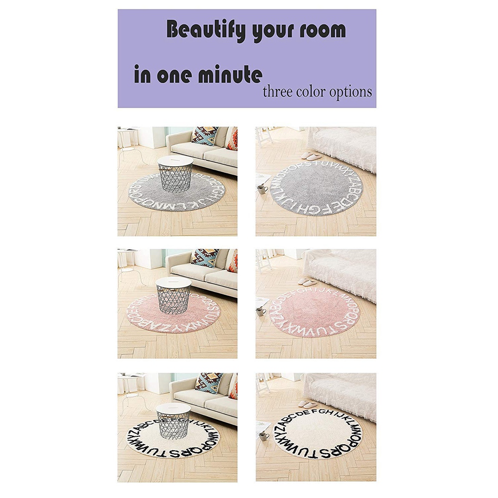 Abc Alphabet Kids Crawling Play Mat - Super Soft Knitting Educational Washable Area Rugs Round 120CM Diameter