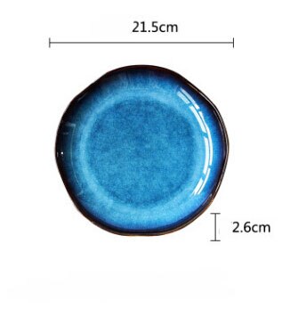 KINGLANG-vajilla de cerámica de porcelana azul profunda, platos irregulares de pescado, vajilla de cocina, 1 ud.: A