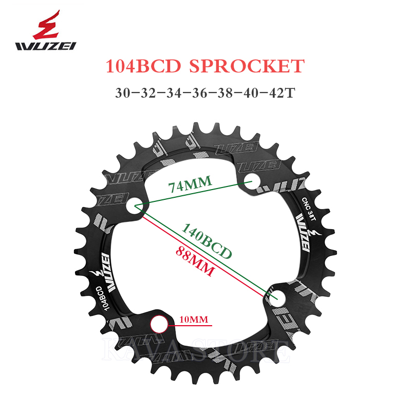 Wuzei 104BCD MTB Kettingblad Smalle Brede 104 BCD Kroon Mountainbike Tandwiel 30 32 34 36 38 40 T Fiets Ster Fiets Kettingwiel