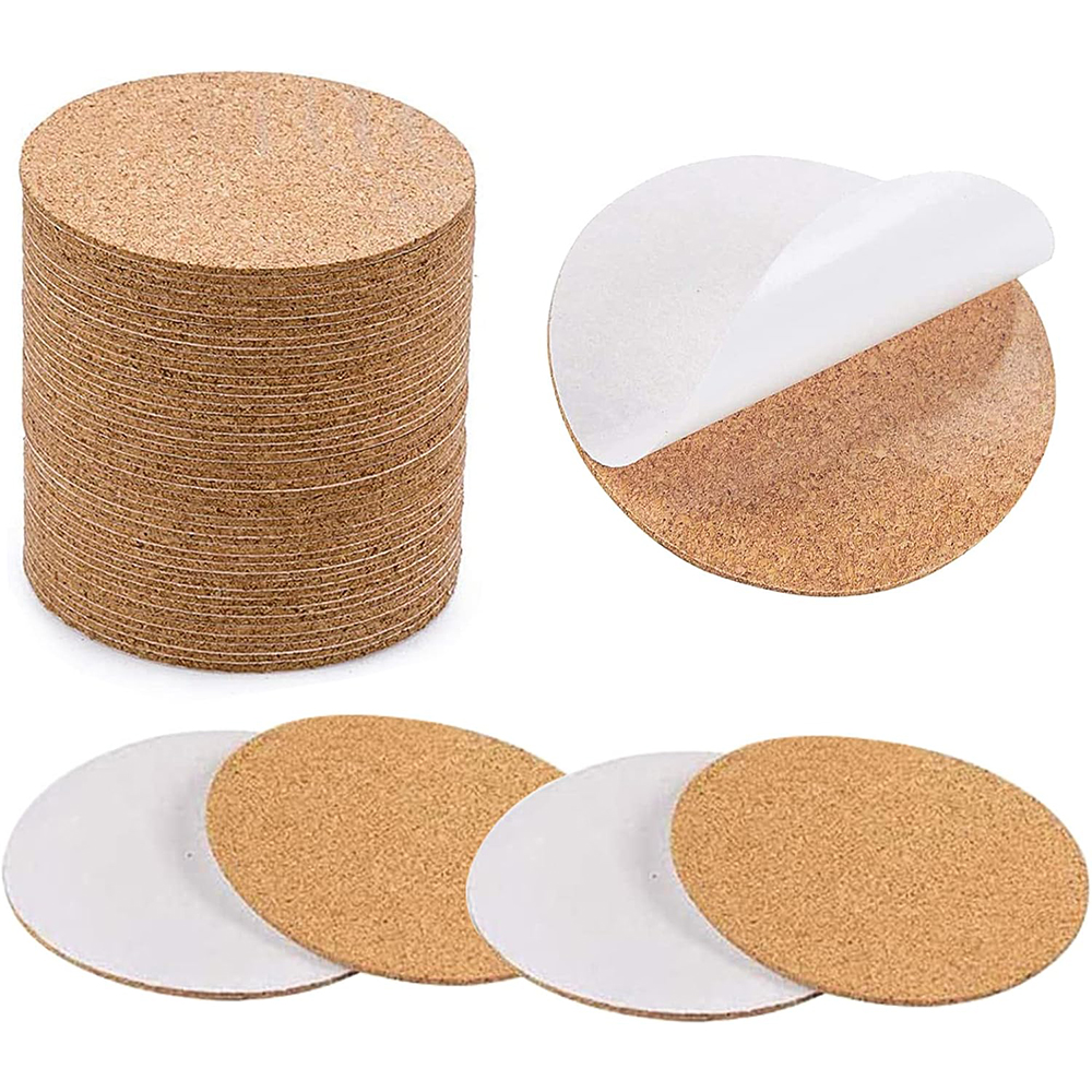 Posavasos de corcho autoadhesivo, almohadilla redonda para manualidades, pintura artística con diamantes, tapete de corcho, 10/20/50 Uds.