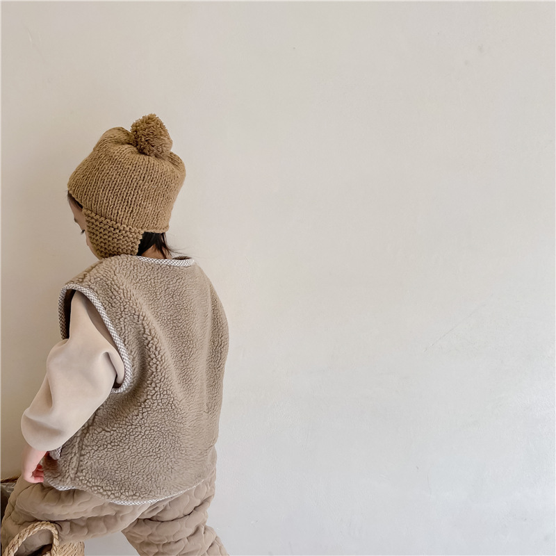 Nuovi gilet invernali per bambini gilet in pile di agnello cappotti senza maniche addensare caldi gilet per bambini Unisex per bambini