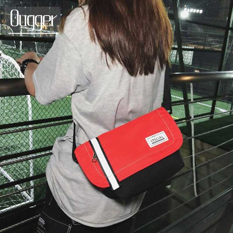 Ougger Hip Hop Messenger Bag Large Capacity Versatile Shoulder Bag Reflective Cool Skateboard Postman Bag