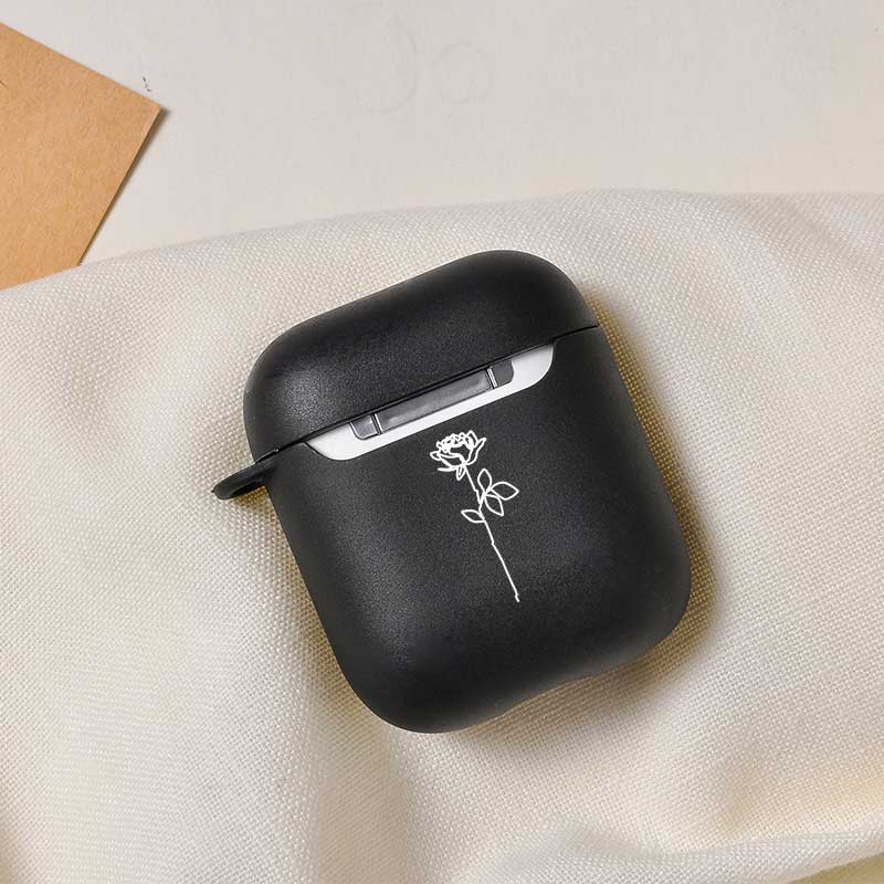 Caso del fumetto Nero Per Aria Baccelli Per Apple airpods Custodia Morbida Linee Di Lusso Fiori Auricolare Bluetooth Custodie Per Airpods Cuffia