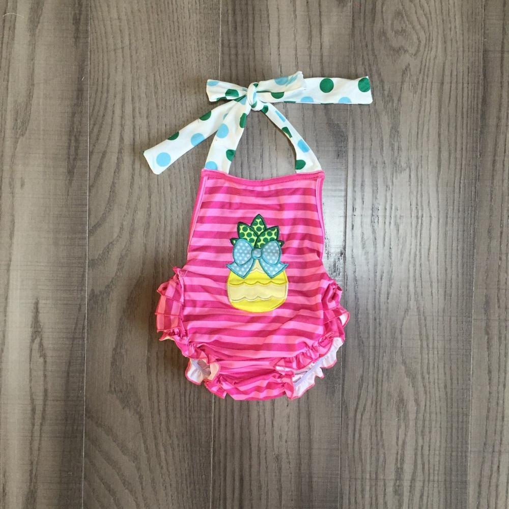baby girl clothes baby farm romper infant toddler romper baby milk cow pineapple slip romper: Ivory / 18M