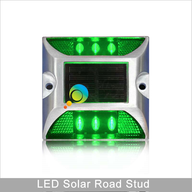 3M reflective film aluminum LED flashing light dual sides green color solar power Road Stud