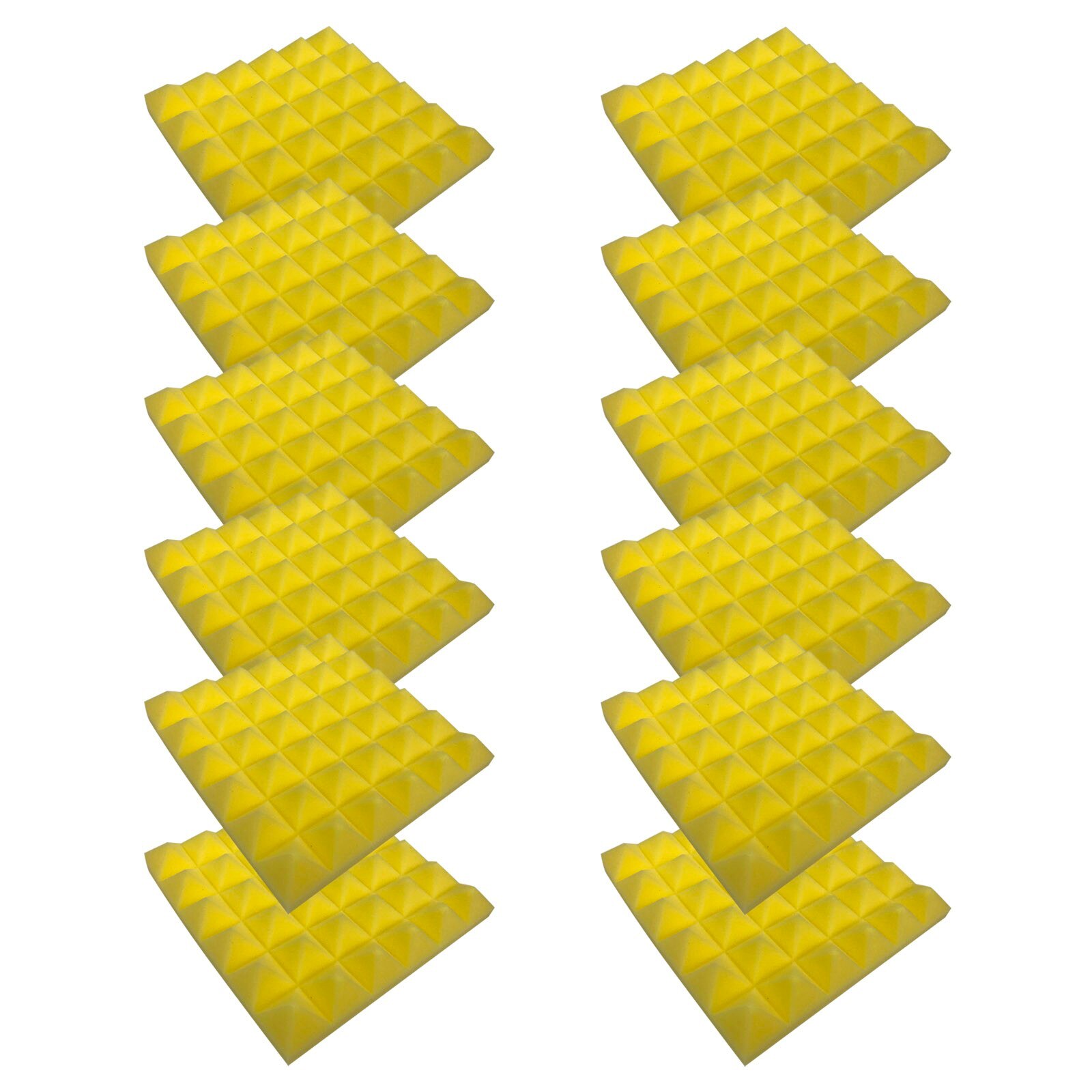 12pc Self-adhesive Diy Sound-absorbing Sponge Board Sound Insulation Sponge Indoor Sound-absorbing Absorption Tiles Foams#g30: Yellow