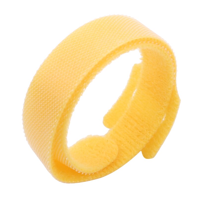 Type Back-To-Back Effen Kleur Nylon Klittenband Kabelbinder Draad En Batterij Staaf Ring Riem Tie haak Ring: Yellow 25cm