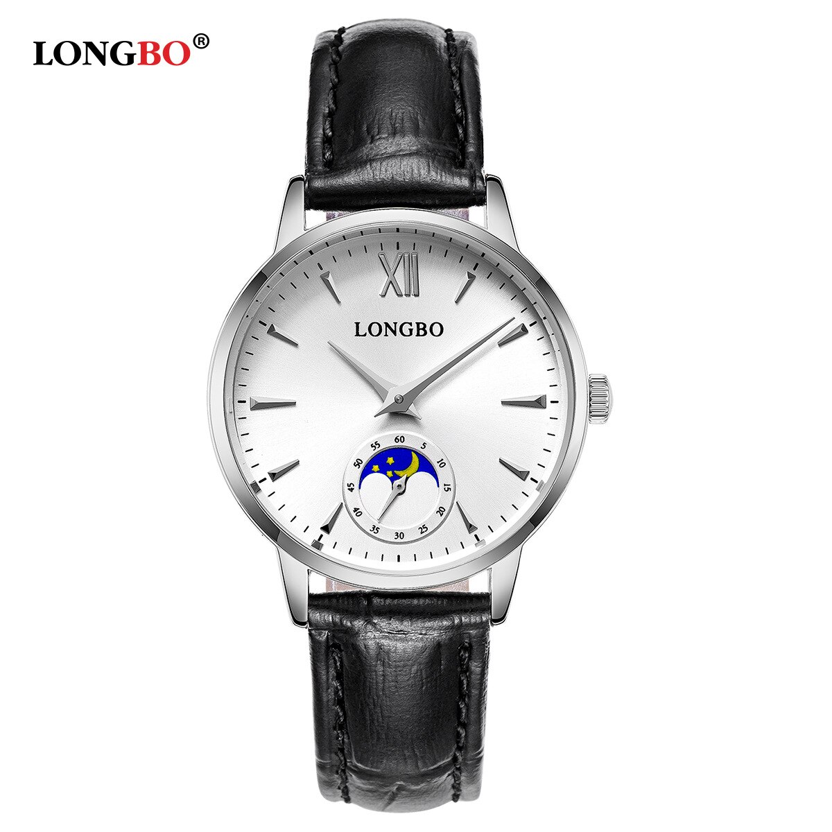 Longbo/50 Augustus Fase Multifunctionele Water Quartz Horloge Heren Riem Toevallige Horloge: Blauw