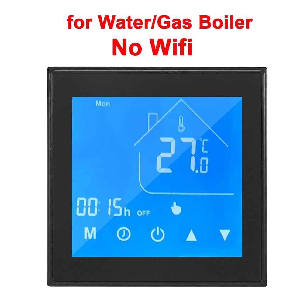 Termostato inteligente con WiFi, controlador de temperatura, pantalla LCD programable por semana para caldera de agua/Gas, Ewelink, para Alexa y Google Home: Black No Wifi