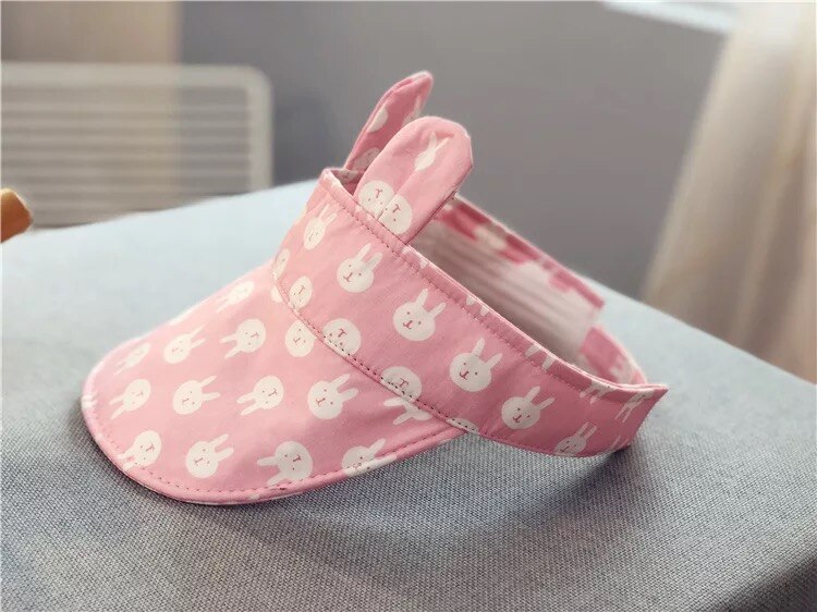 Mooie Kid Lege Top Zonneklep Hoed Cartoon Fruit Zomer Hoed Pure Kleuren Decoratie Uv Bescherming Hoed Voor Jongen En meisje: pink rabbit