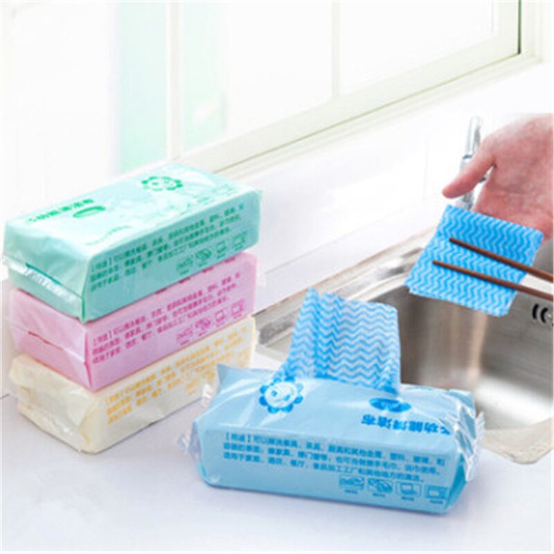 80Pcs/pack Washing Dish Towel Environmental Disposable Magic Kitchen Cleaning Cloth Tool Non-stick Towel Bag Oil Wiping Rags