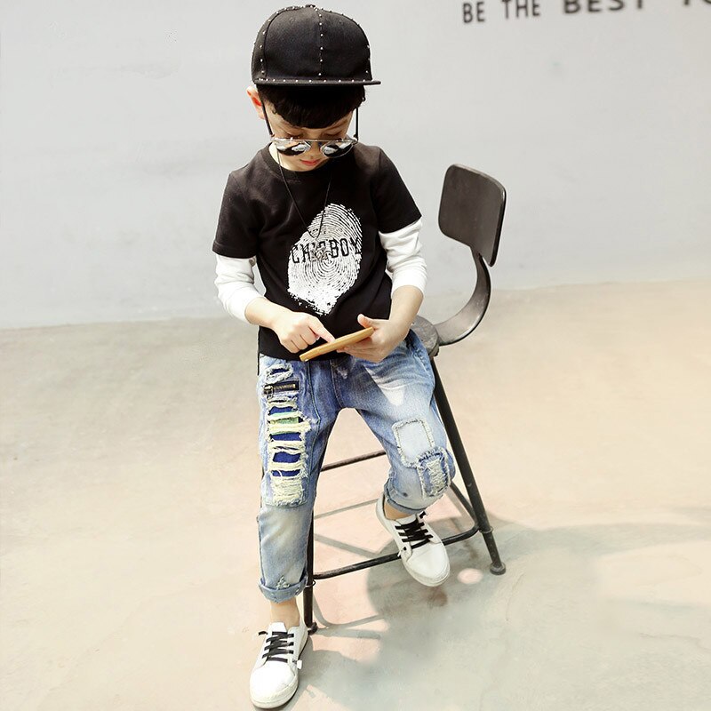 Abbigliamento per bambini 2021 autunno ragazzi buco jeans ragazzo pantaloni a matita primavera bambini casual leggings all'aperto pantaloni per bambini in denim
