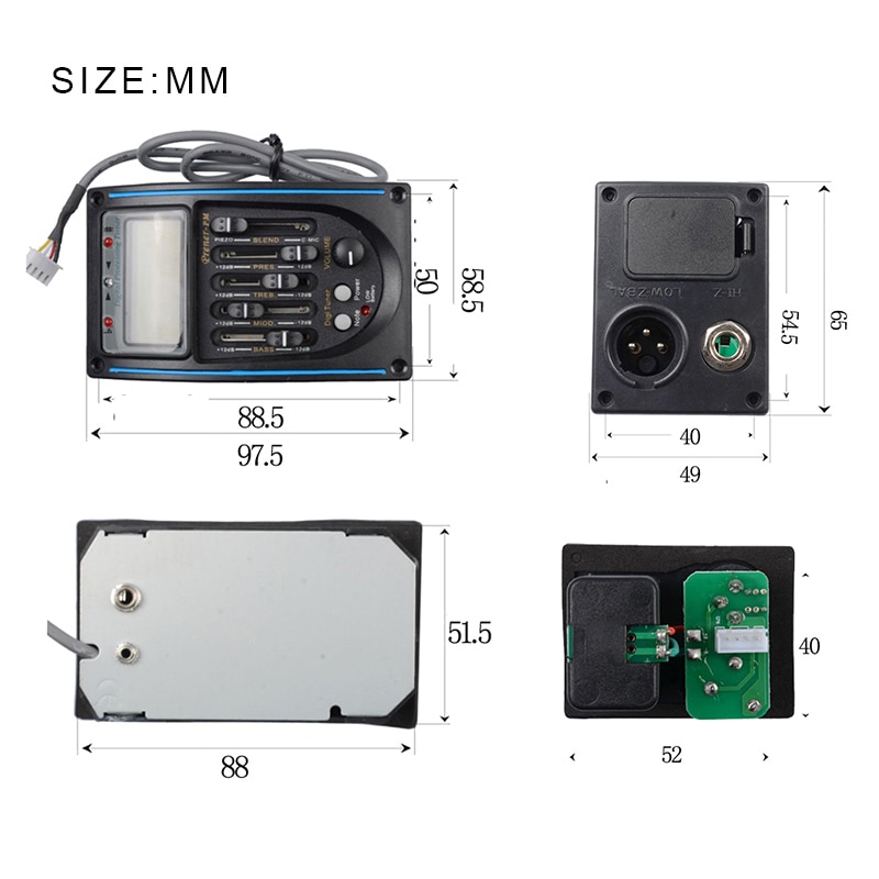 5-- bånds lc -5 med mikrofon akustisk guitar pickup guitar eq preamp 5- band eq equalizer pickup tuner lcd til akustisk guitar