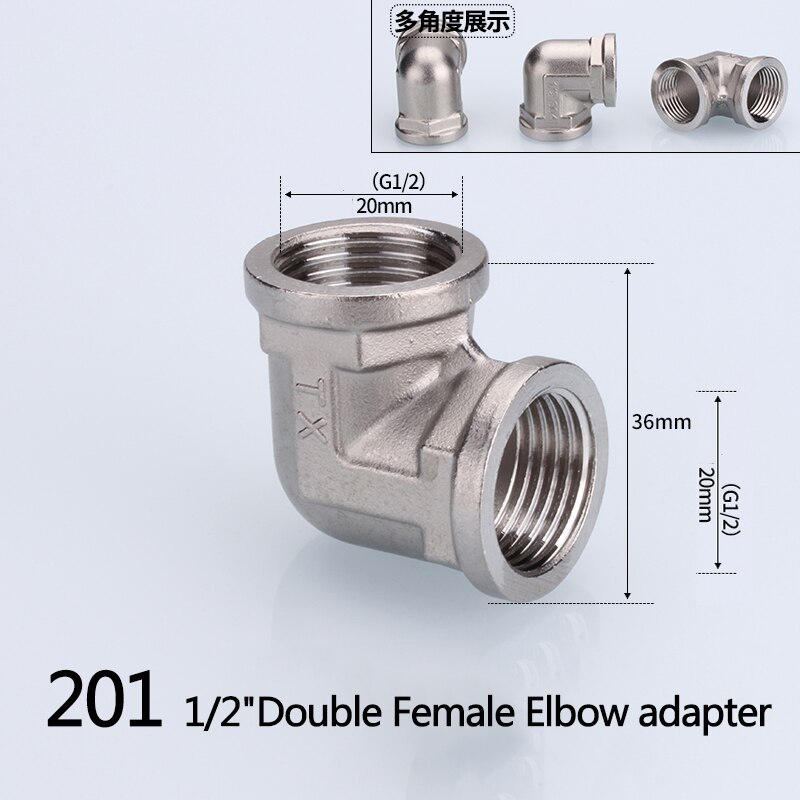 1/2" 3/4" BSP Female Male Thread Tee Type Reducing Stainless steel Elbow Butt joint adapter Adapter Coupler Plumbing fittings: Silver