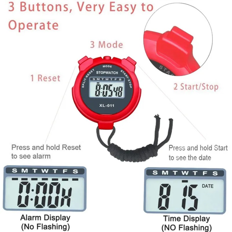Cronómetro deportivo portátil de mano, pantalla Digital, contador de temporizador de Fitness, 4 colores para cronómetro deportivo, cronógrafo