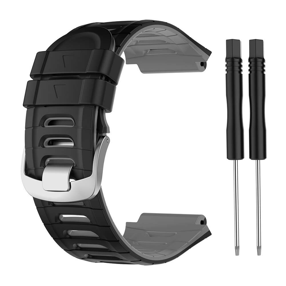 Silikon armband för garmin forerunner 920xt färgglada ersättningsarmband träning sport klockband armband+ verktyg: Svartgrå