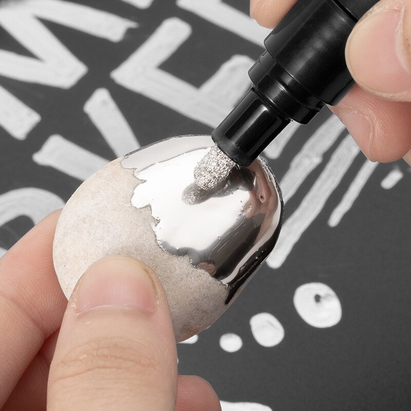 Gold Silver Copper Metallic Liquid Chrome Mirror Marker Pen Waterproof Ink Crude Nib Mirror Metal Effect Craftwork Pen