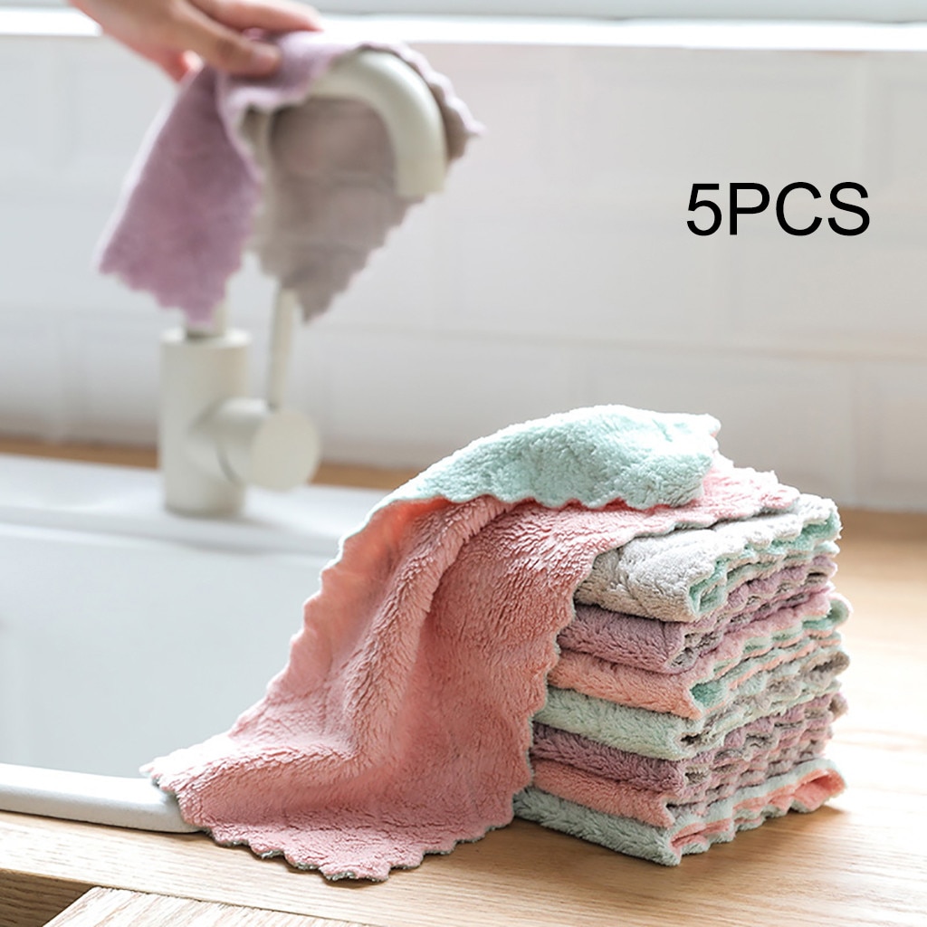 5 Stks/partij Thuis Microfiber Handdoeken Voor Keuken Absorberende Dikkere Doek Voor Reiniging Microvezel Veeg Tafel Keuken Schoonmaken Handdoek