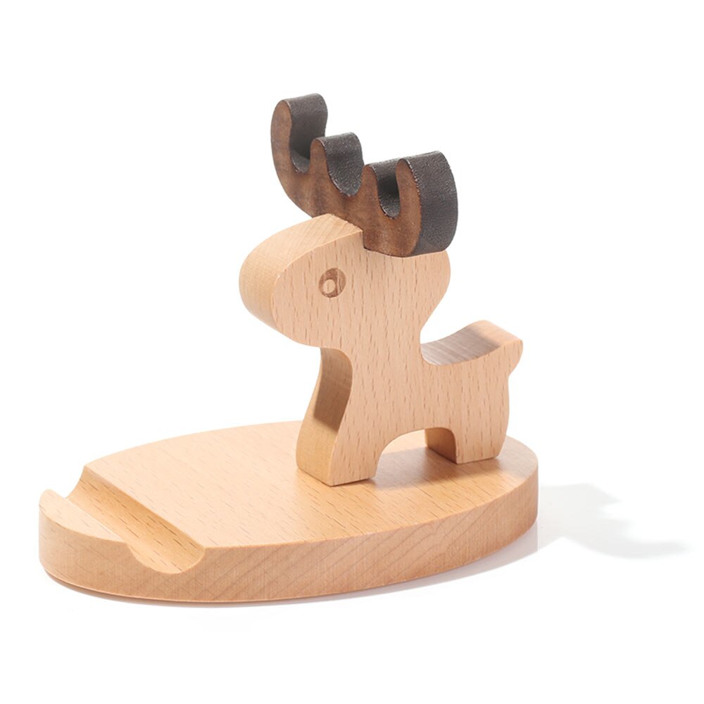 Solid Wood Animal Bracket Phone Holder Desk Stand Foldable Desk Holder Stand Car Home Mount Bracket: 3