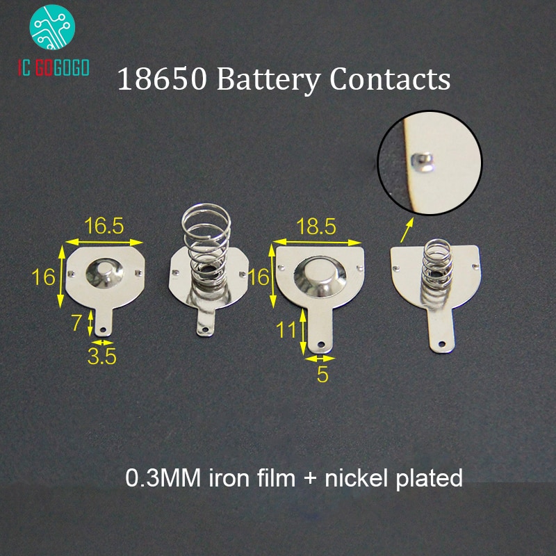 10 par 18650 batterikontakt fjederkontaktbåndplade 18.5*16mm 16.5*16mm stik positiv elektrode negativ kasse / strømbank