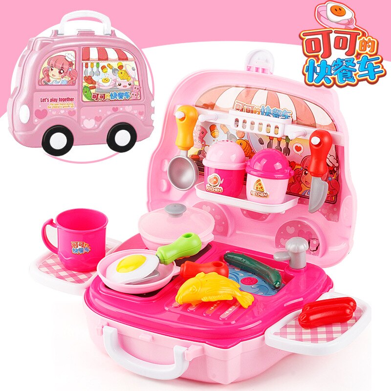 Fahrzeug Modelle Hand Arzt einstellen Kosmetik fallen Küche Spielen Haus Spielzeug Pädagogisches Geschirr Reise Eine Gepäck Mit Rolle: Kakao Lebensmittel Lastwagen