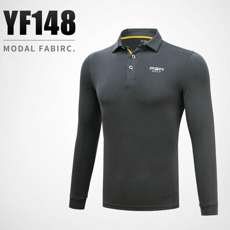 Golfdräkt herr långärmad t-shirt höst vinter andas anti skrynkla kläder modal kläder storlek m-xxl: Mörkgrå / L