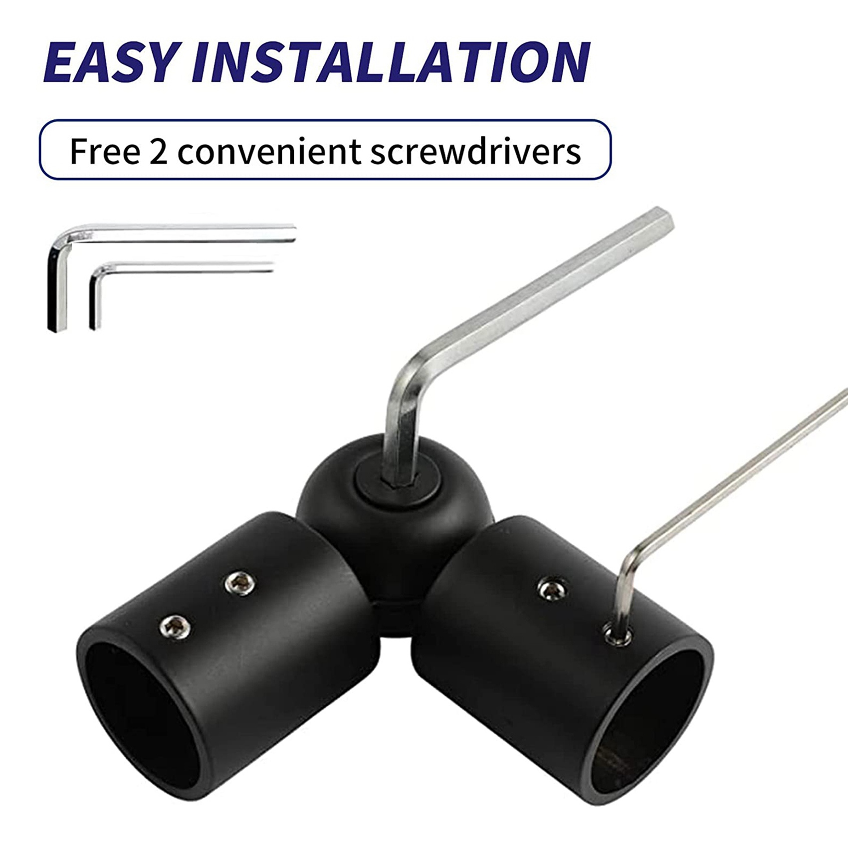 Conector de canto das hastes de cortina AFOURT-4PCS, conector de canto ajustável da haste de cortina para hastes de cortina da janela de baía de 1 polegada (preto): Default Title