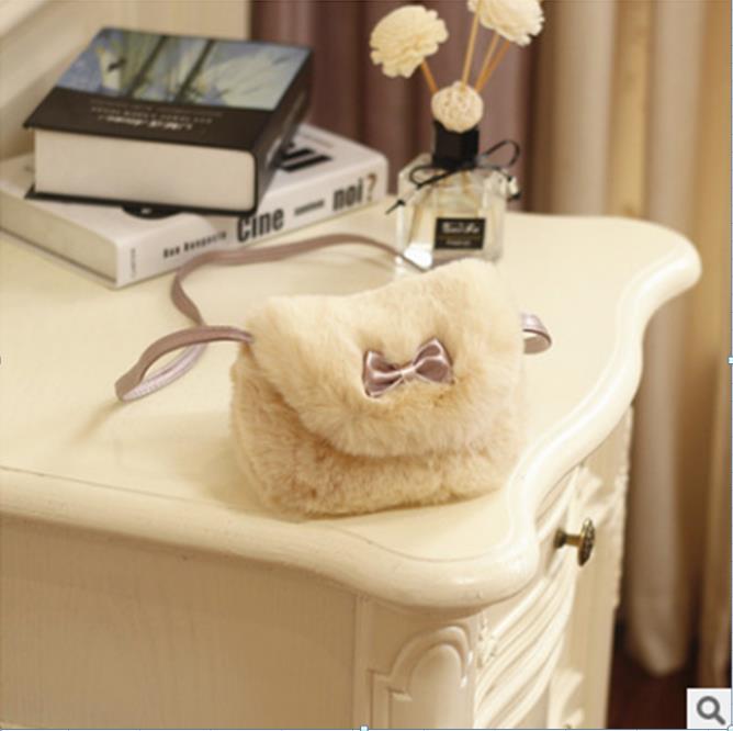 5 Kleuren Meisjes Kids Portemonnee Strik Mini Kunstmatige Bont Kinderen Handtassen Cross Body Comfortabel Schattige Kinderen Handtas: 4