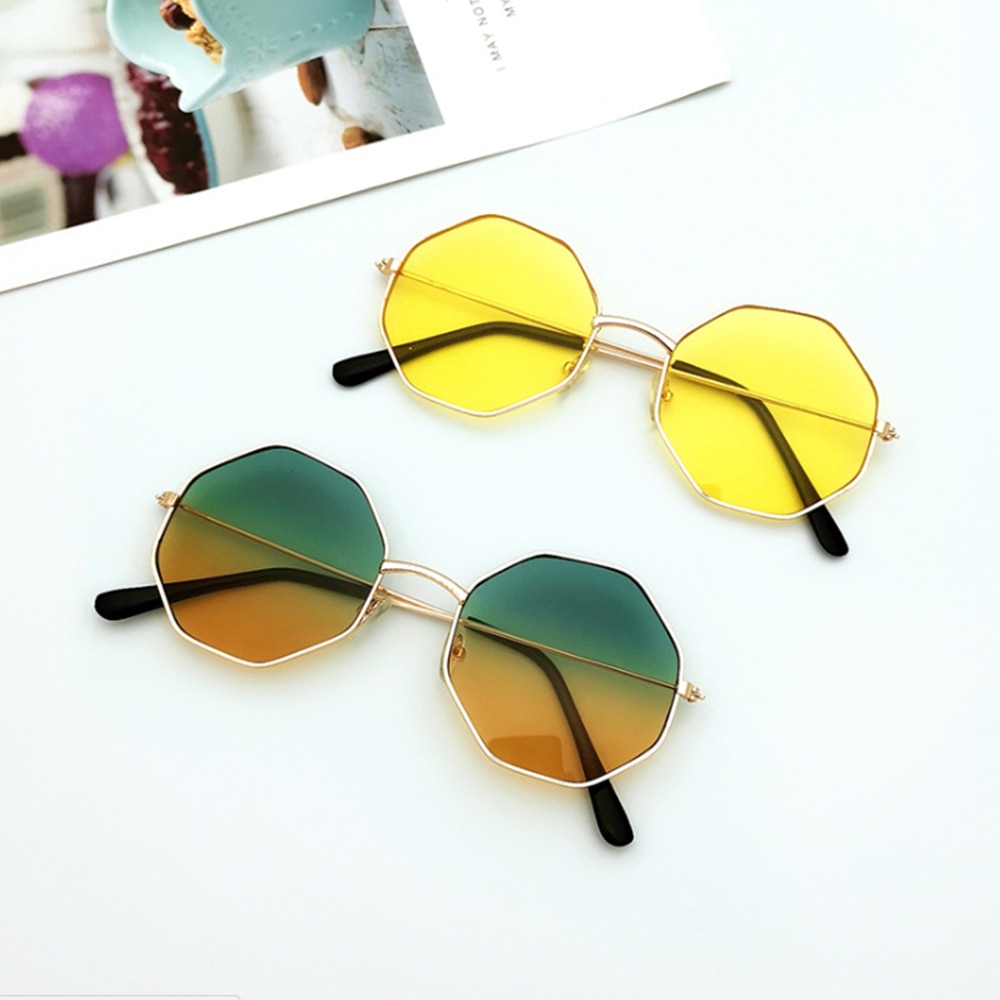 1PC nueva mujer Irregular chicas de plástico gafas de sol lentes gafas con montura metálica mujeres conductor gafas